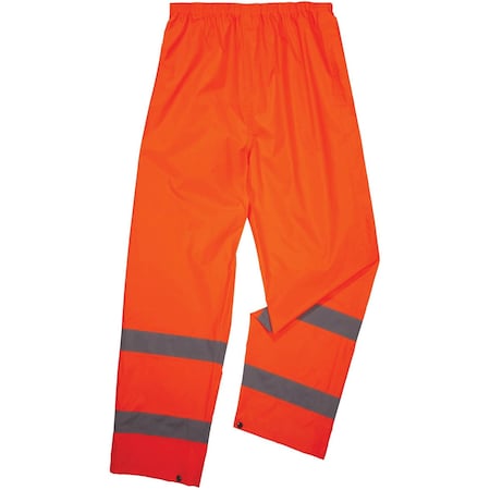 Ergodyne Lightweight Hi-Vis Rain Pants - Class E, 150D Oxford Polyester, Polyurethane, Elastic Waist Closure 8916